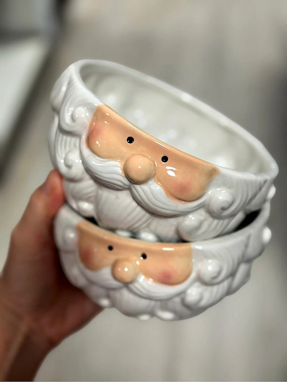 Santa Face Bowl Set White & Pink
